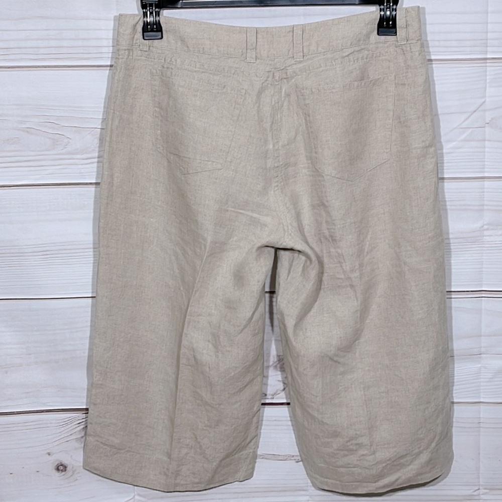 Eileen Fisher Linen Wide Leg Capri Pants Size Petite Medium - Picture 3 of 7